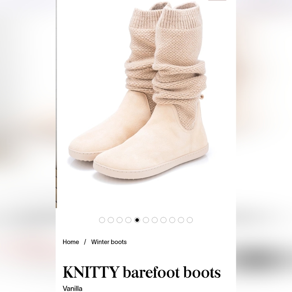 Shapen Barefoot Knee High Knitty Slouchy Boots Suede Beige 8 W 39